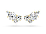 Yellow gold Round and Oval Diamond Hydrangea Bouquet Stud Earrings with Round Diamond Accents_8