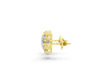 Yellow gold Round and Oval Diamond Hydrangea Bouquet Stud Earrings with Round Diamond Accents_9