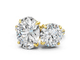 Yellow gold Round and Oval Toi Moi Ring with Prong Setting and Micro Pave Band 1