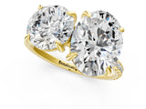 Yellow gold Round and Oval Toi Moi Ring with Prong Setting and Micro Pave Band 2