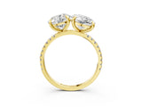 Yellow gold Round and Oval Toi Moi Ring with Prong Setting and Micro Pave Band 4