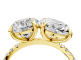 Yellow gold Round and Oval Toi Moi Ring with Prong Setting and Micro Pave Band 5