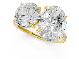 Yellow gold Round and Oval Toi Moi Ring with Prong Setting and Pave Band 1