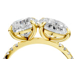 Yellow gold Round and Oval Toi Moi Ring with Prong Setting and Pave Band 4