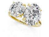 Yellow gold Round and Oval Toi Moi Ring with Prong Setting and Plain Band 1