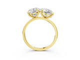 Yellow gold Round and Oval Toi Moi Ring with Prong Setting and Plain Band 3