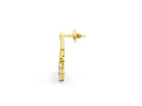 Yellow gold Round and Pear Diamond Dangle Earrings_1