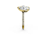 Yellow gold Round and Pear Toi Moi Ring with Prong Setting and Micro Pave Band 2