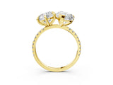 Yellow gold Round and Pear Toi Moi Ring with Prong Setting and Micro Pave Band 3