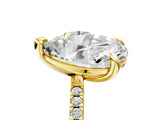 Yellow gold Round and Pear Toi Moi Ring with Prong Setting and Micro Pave Band 5