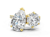 Yellow gold Round and Pear Toi Moi Ring with Prong Setting and Micro Pave Band