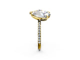 Yellow gold Round and Pear Toi Moi Ring with Prong Setting and Pave Band 3