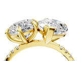 Yellow gold Round and Pear Toi Moi Ring with Prong Setting and Pave Band 5
