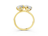Yellow gold Round and Pear Toi Moi Ring with Prong Setting and Plain Band 3