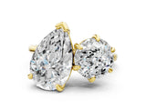 Yellow gold Round and Pear Toi Moi Ring with Prong Setting and Plain Band