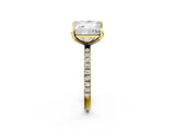 Yellow gold Round and Princess Toi Moi Ring with Prong Setting and Micro Pave Band 2