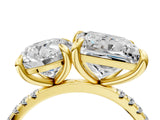 Yellow gold Round and Princess Toi Moi Ring with Prong Setting and Micro Pave Band 4