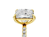 Yellow gold Round and Princess Toi Moi Ring with Prong Setting and Micro Pave Band 5