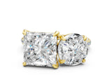 Yellow gold Round and Princess Toi Moi Ring with Prong Setting and Micro Pave Band