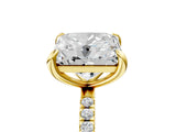 Yellow gold Round and Princess Toi Moi Ring with Prong Setting and Pave Band 1