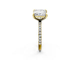 Yellow gold Round and Princess Toi Moi Ring with Prong Setting and Pave Band 4