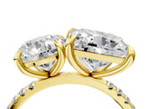 Yellow gold Round and Princess Toi Moi Ring with Prong Setting and Pave Band