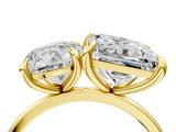 Yellow gold Round and Princess Toi Moi Ring with Prong Setting and Plain Band 4
