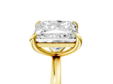 Yellow gold Round and Princess Toi Moi Ring with Prong Setting and Plain Band 5