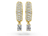 Yellow gold Round and Radiant Diamond Huggie Hoop Earrings_28