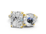 Yellow gold Round and Radiant Toi Moi Ring with Prong Setting and Micro Pave Band