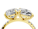 Yellow gold Round and Radiant Toi Moi Ring with Prong Setting and Pave Band 4