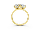Yellow gold Round and Radiant Toi Moi Ring with Prong Setting and Plain Band 3