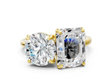 Yellow gold Round and Radiant Toi Moi Ring with Prong Setting and Plain Band