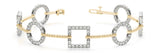 Yellow gold Round and Square Diamond Bezel Bracelet with Pave Setting