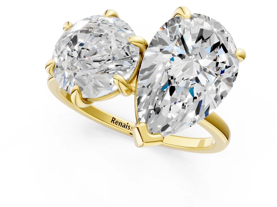 Yellow gold Round and pear toi moi ring