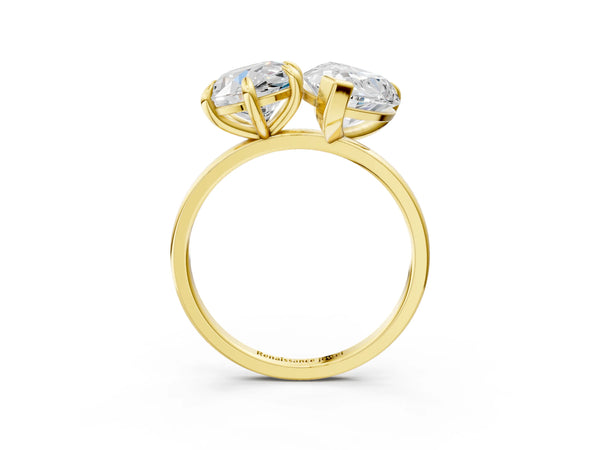 Yellow gold Round and pear toi moi ring