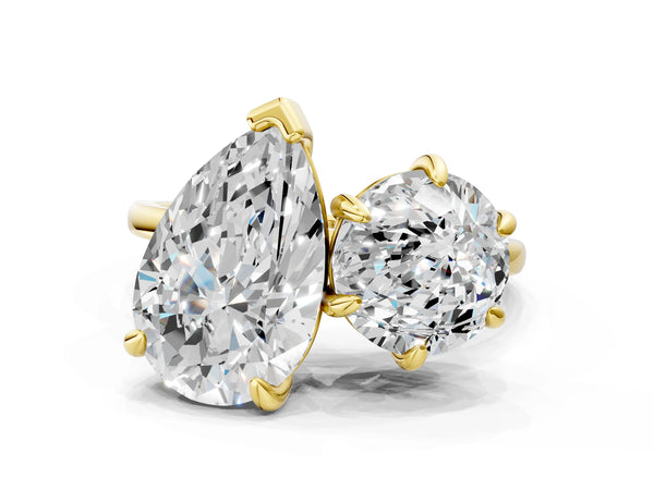 Yellow gold Round and pear toi moi ring