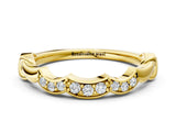 Yellow gold Scalloped Diamond Curved Band with Round Brilliant Stones and Shared Prong Setting_2