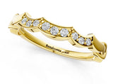 Yellow gold Scalloped Diamond Curved Band with Round Brilliant Stones and Shared Prong Setting_3