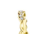 Yellow gold Scalloped Diamond Curved Band with Round Brilliant Stones and Shared Prong Setting_7