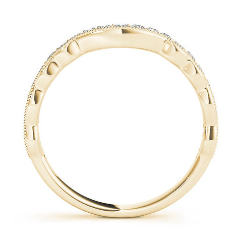 Yellow gold Scalloped Diamond Round Cut Eternity Band with Pavé Setting 1