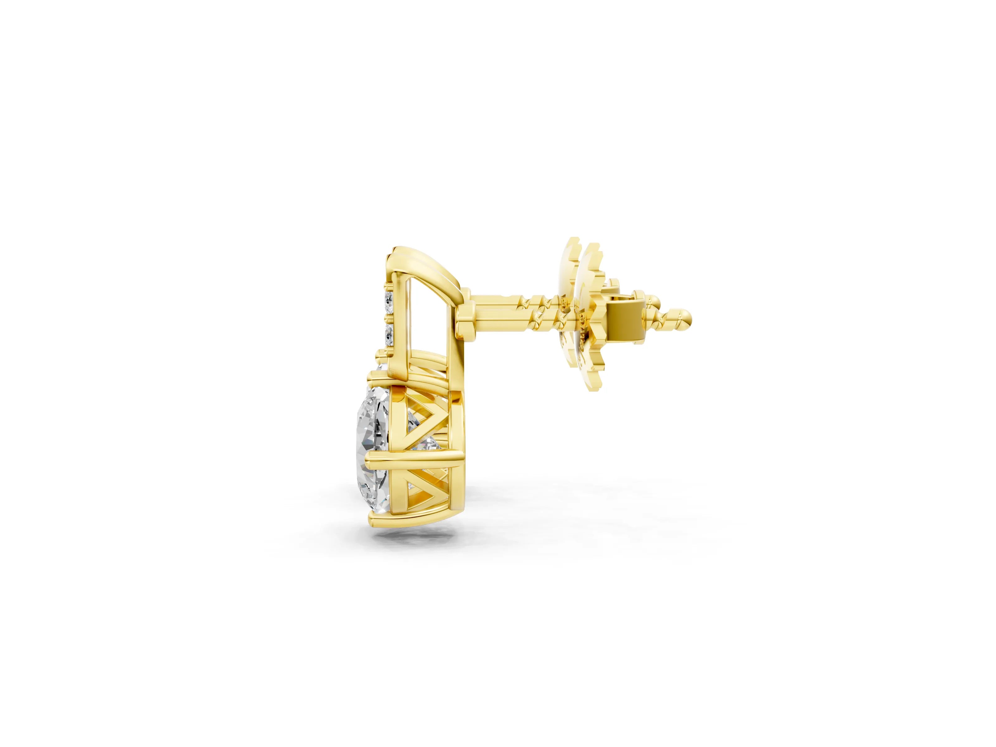 Yellow gold Sideways Cushion Diamond Drop Earrings with Diamond Accent_1