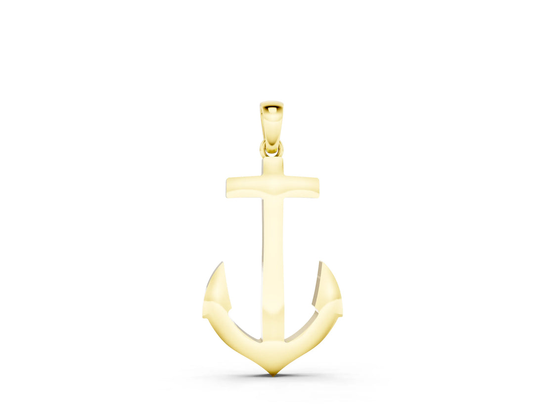 Yellow gold Silver Anchor Pendant with Round Diamond Bezel Setting_24