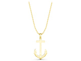Yellow gold Silver Anchor Pendant with Round Diamond Bezel Setting_25