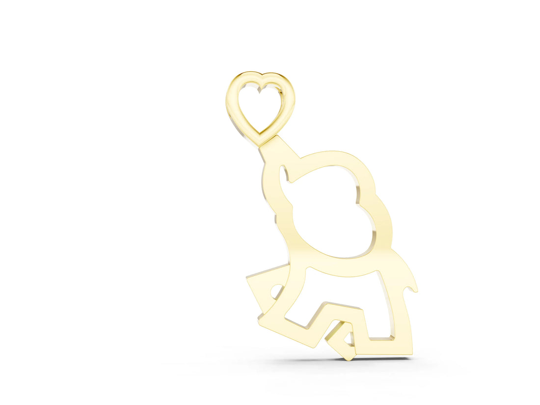 Yellow gold Silver Elephant Heart Pendant_10