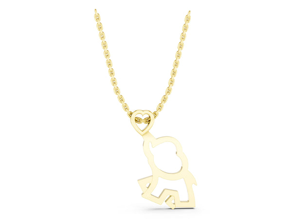Yellow gold Silver Elephant Heart Pendant