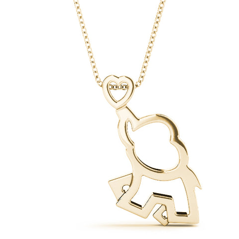 Yellow gold Silver Elephant Heart Pendant