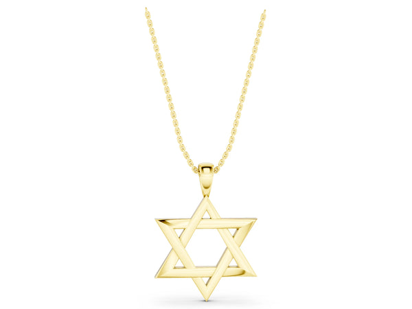 Yellow gold Silver Star of David Pendant