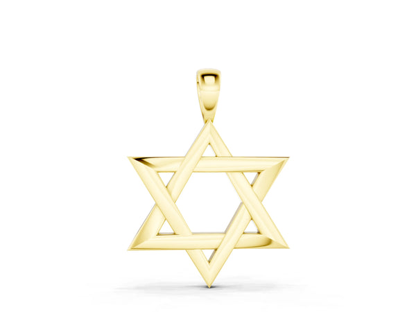Yellow gold Silver Star of David Pendant