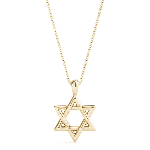 Yellow gold Silver Star of David Pendant